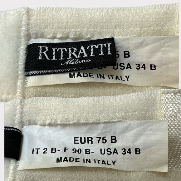 Ritratti Milano Demi Shell Cup Embroidered Padded Bra, Size 34B, Ivory - Picture 10 of 12